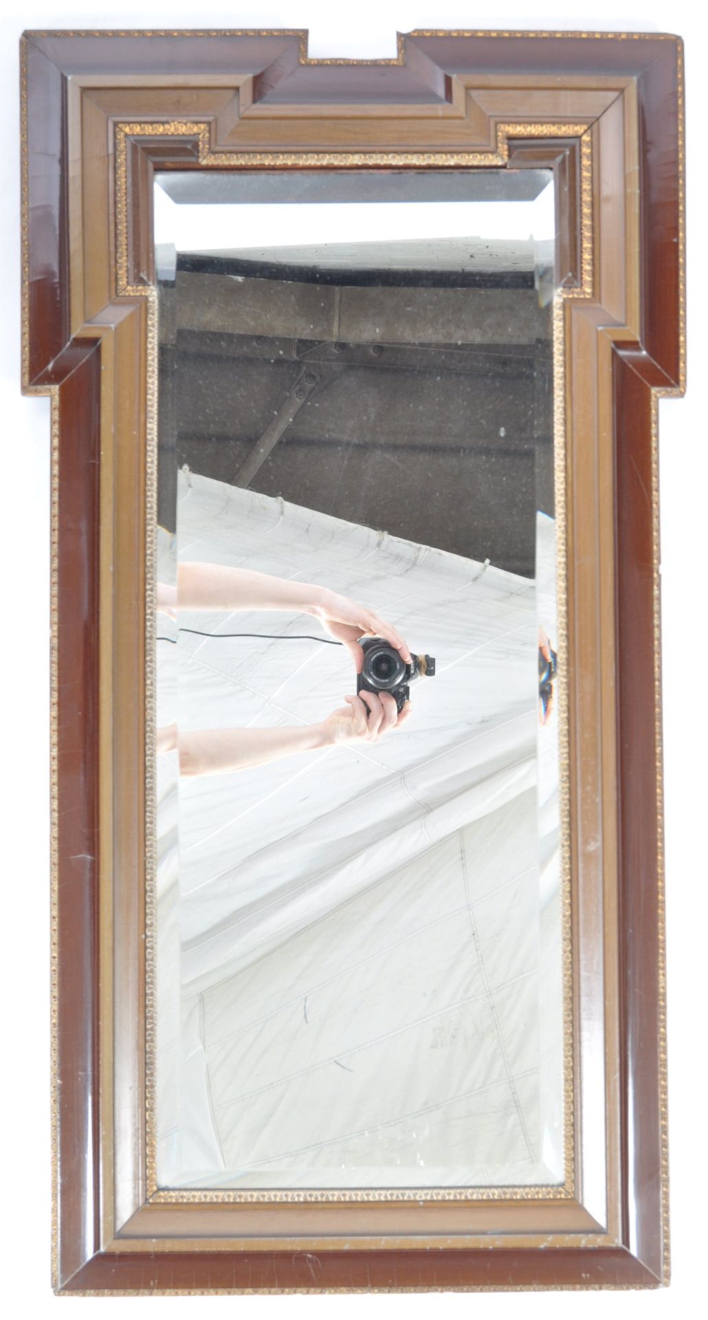 19TH CENTURY MAHOGANY FRAMED BEVELLED EDGE WALL MIRROR - Bild 5 aus 5