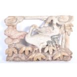 ANTIQUE HAND CARVED PANEL DEPICTING BIRDS