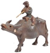 19TH CENTURY CHINESE HAND CARVED WATER BUFFALO WITH RIDER