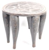 TRIBAL ANTIQUITIES - 19TH CENTURY AFRICAN CARVED NUPE TABLE / STOOL