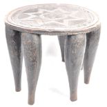 TRIBAL ANTIQUITIES - 19TH CENTURY AFRICAN CARVED NUPE TABLE / STOOL