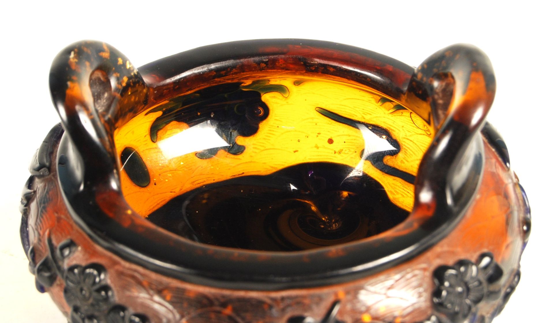 CHINESE PEKING GLASS CENSER PRAYER BOWL WITH CAMEO - Bild 4 aus 8