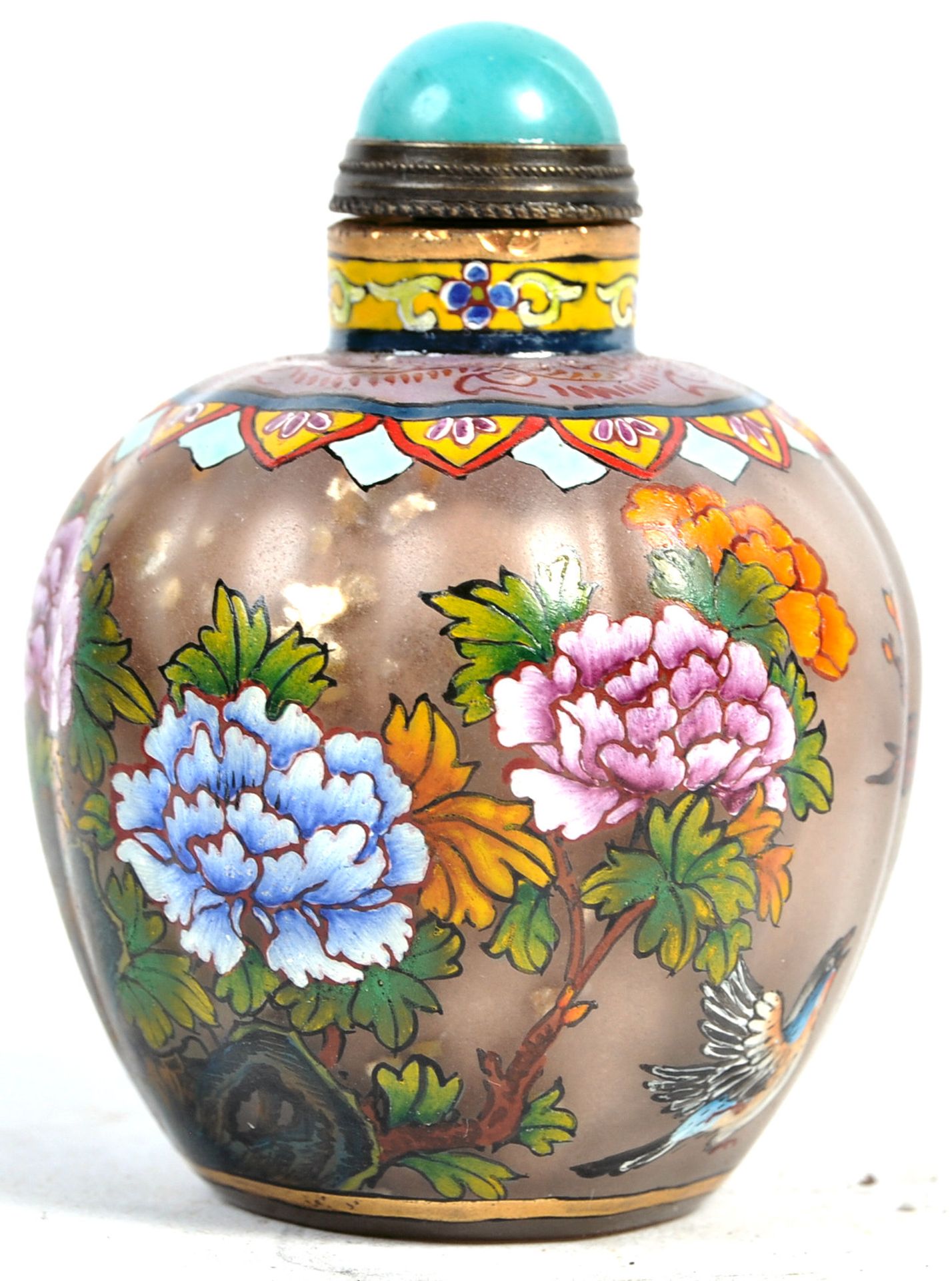 EARLY 20TH CENTURY CHINESE PAINTED GLASS SCENT BOTTLE