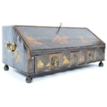 18TH CENTURY ENGLISH CHINOISERIE BLACK LACQUER TABLE BOX