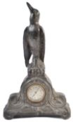 19TH CENTURY CAST METAL KINGFISHER MANTLE CLOCK