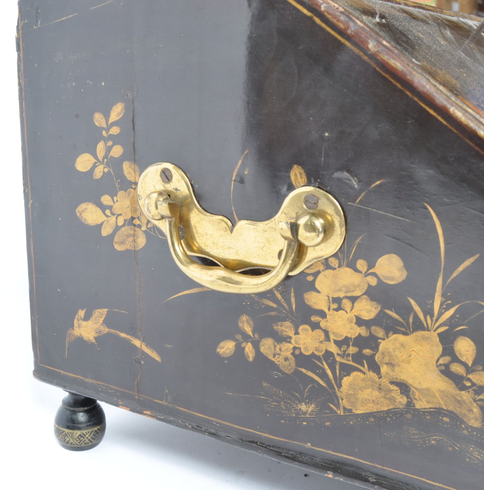 18TH CENTURY ENGLISH CHINOISERIE BLACK LACQUER TABLE BOX - Bild 13 aus 16