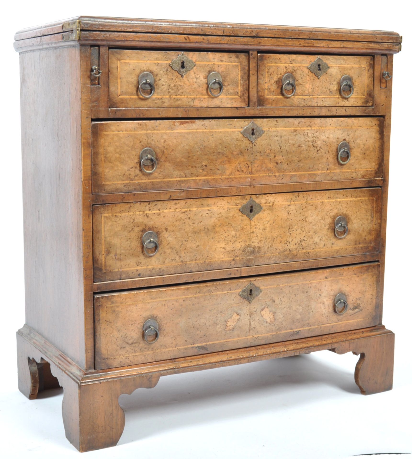 GEORGIAN STYLE WALNUT BACHELORS CHEST WITH FOLDING TOP