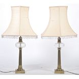 PAIR OF EDWARDIAN OIL LAMP TABLE LIGHT WITH SHADES