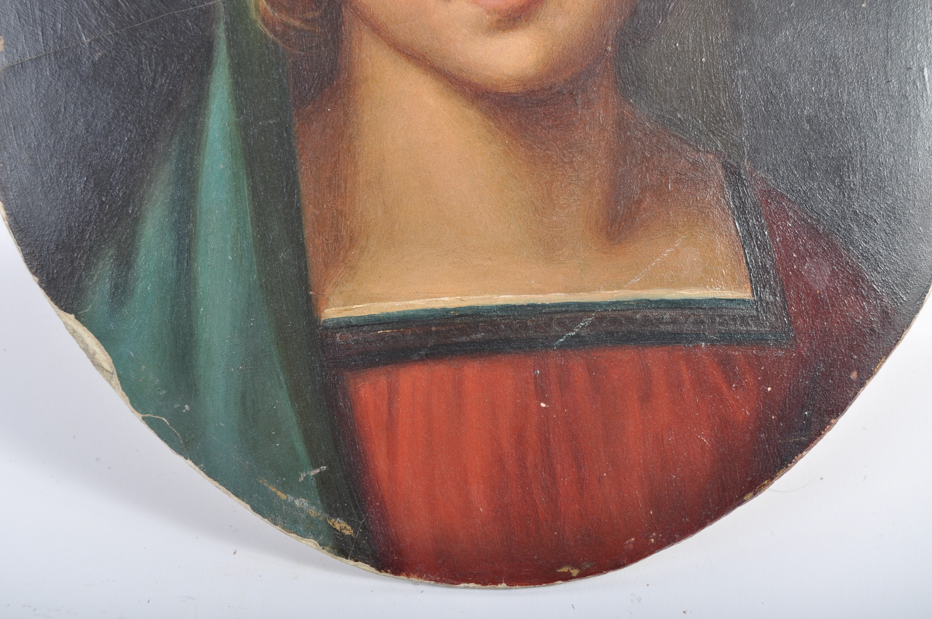 19TH CENTURY OIL ON PLASTER PANEL DEPICTING THE MADONNA - Image 3 of 4