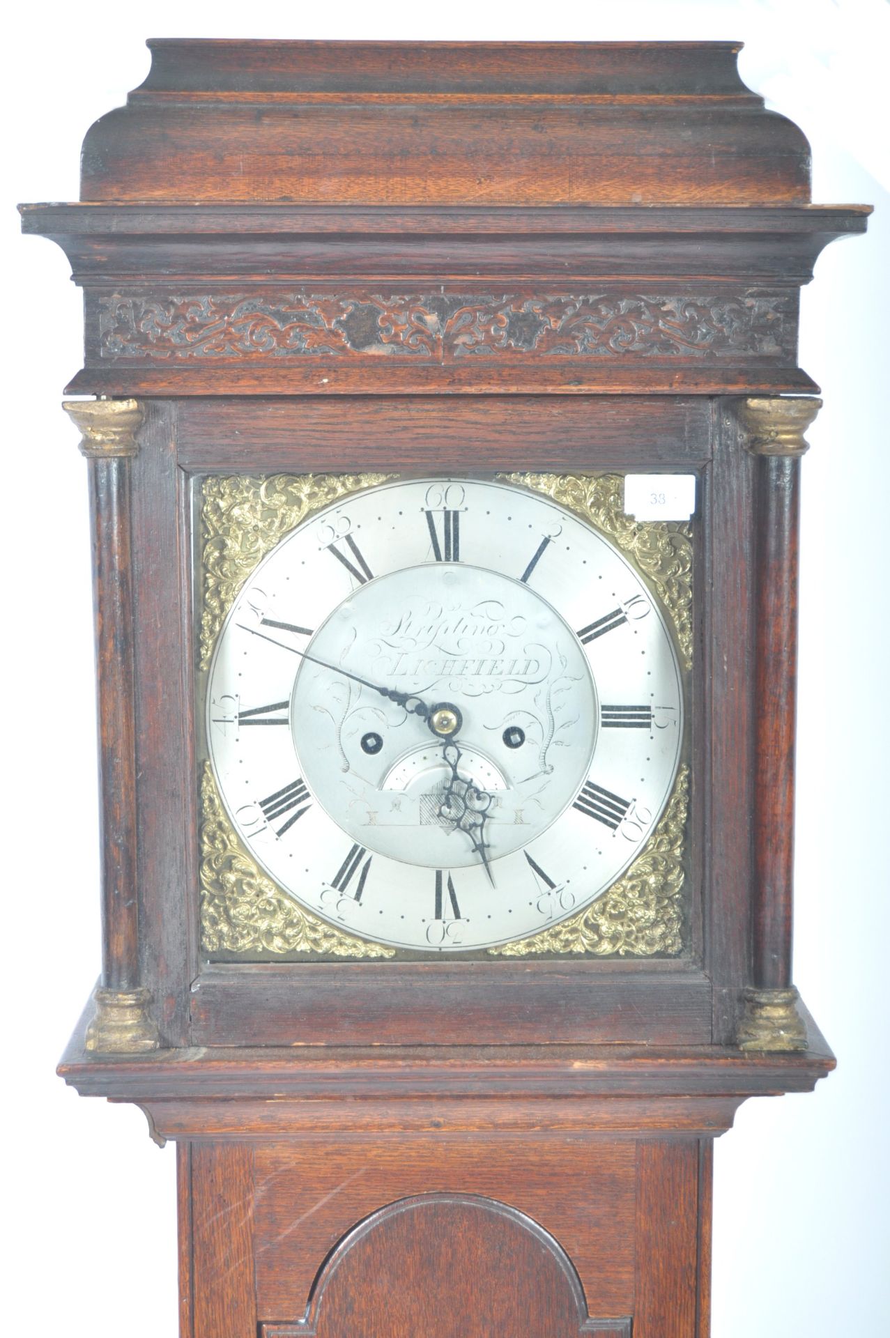 RARE EARLY 18TH CENTURY GEORGE II OAK CASED EIGHT DAY LONGCASE CLOCK - Bild 3 aus 15