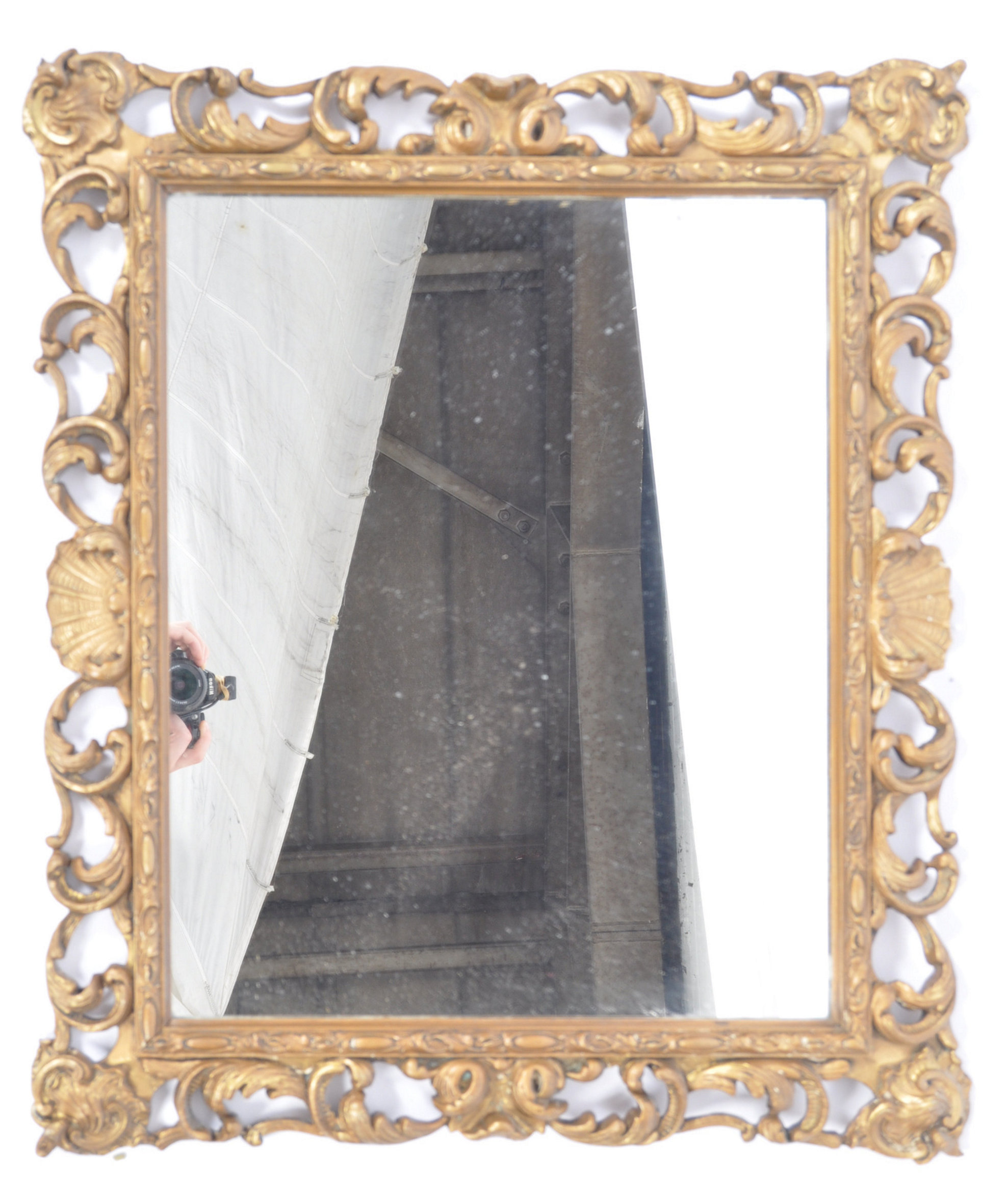 ITALIAN ANTIQUE ROCOCO INFLUENCED GESSO WOOD WALL MIRROR - Image 7 of 7