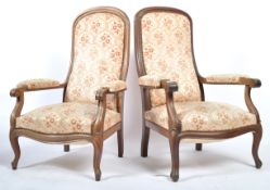 PAIR OF 19TH CENTURY FRENCH HIS AND HERS ARMCHAIRS