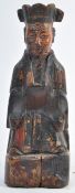 18TH CENTURY CHINESE CARVED WOODEN FIGURINE WITH PAPER INSET