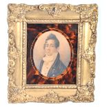 EARLY 19TH CENTURY GEORGIAN PORTRAIT IN GILDED TORTOISESHELL FRAME