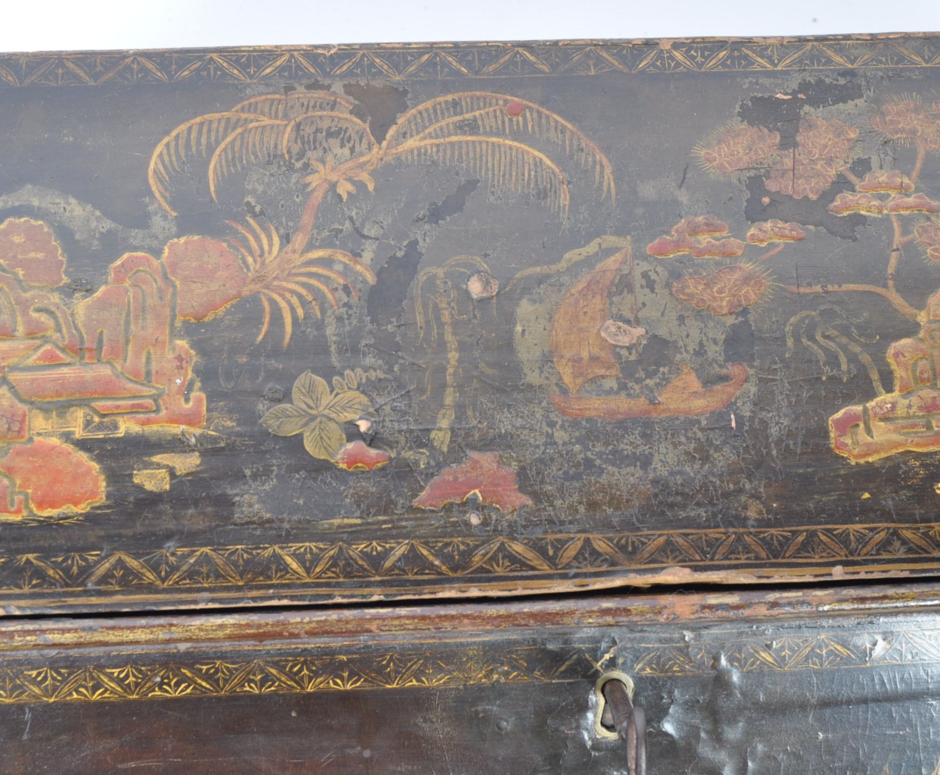 18TH CENTURY ENGLISH CHINOISERIE BLACK LACQUER TABLE BOX - Bild 15 aus 16