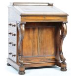 19TH CENTURY VICTORIAN ENGLISH ROSEWOOD AND MAPLE DAVENPORT