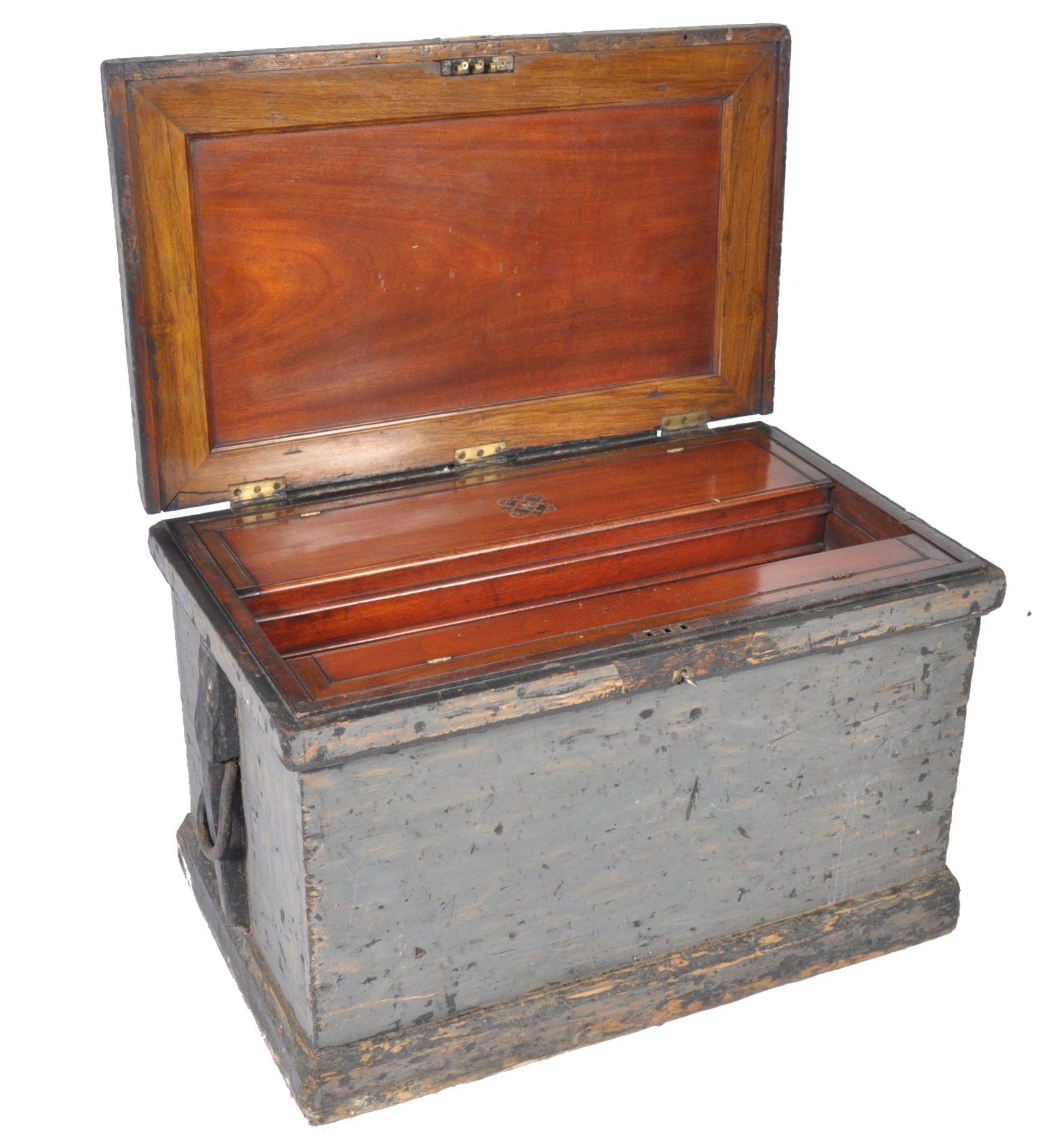 IMPRESSIVE 19TH CENTURY CARPENTERS CHEST BOX