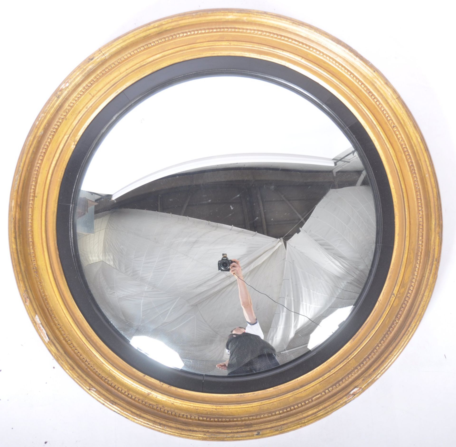 LARGE REGENCY GEORGIAN CONVEX WALL MIRROR - Image 6 of 6