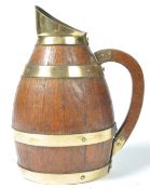 EARLY 19TH CENTURY OAK COOPERED BARREL BRASS BOUND JUG