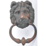 ANTIQUE BRONZE LION HEAD ARCHITECTURAL DOOR KNOCKER