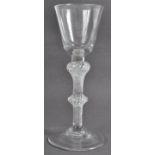 18TH CENTURY GEORGIAN WINE GLASS WITH DOUBLE KNOP