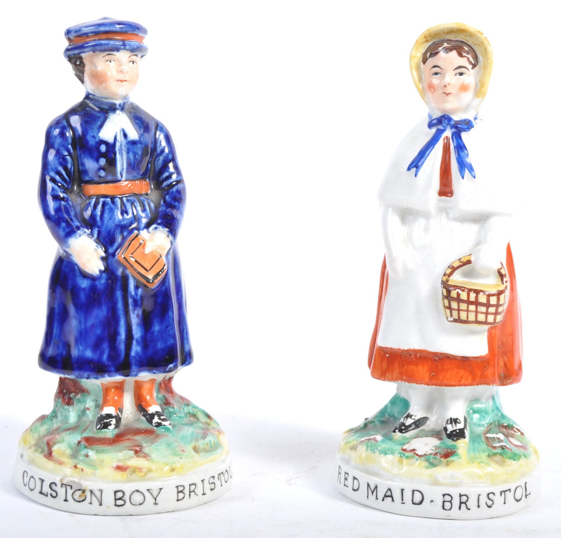 PAIR OF RARE BRISTOL STAFFORDSHIRE FIGURES OF SCHOOL CHILDREN