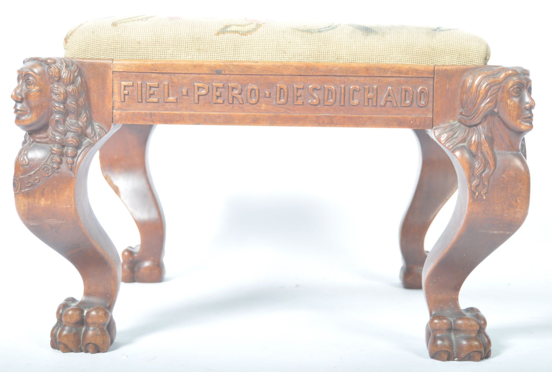 GEORGE V PERIOD WALNUT & MAHOGANY QUEEN ANNE STYLE STOOL - Bild 10 aus 13