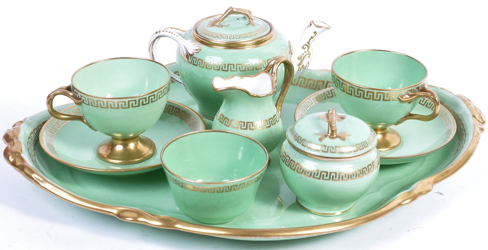 19TH CENTURY ENGLISH ANTIQUE CABARET TEA SET