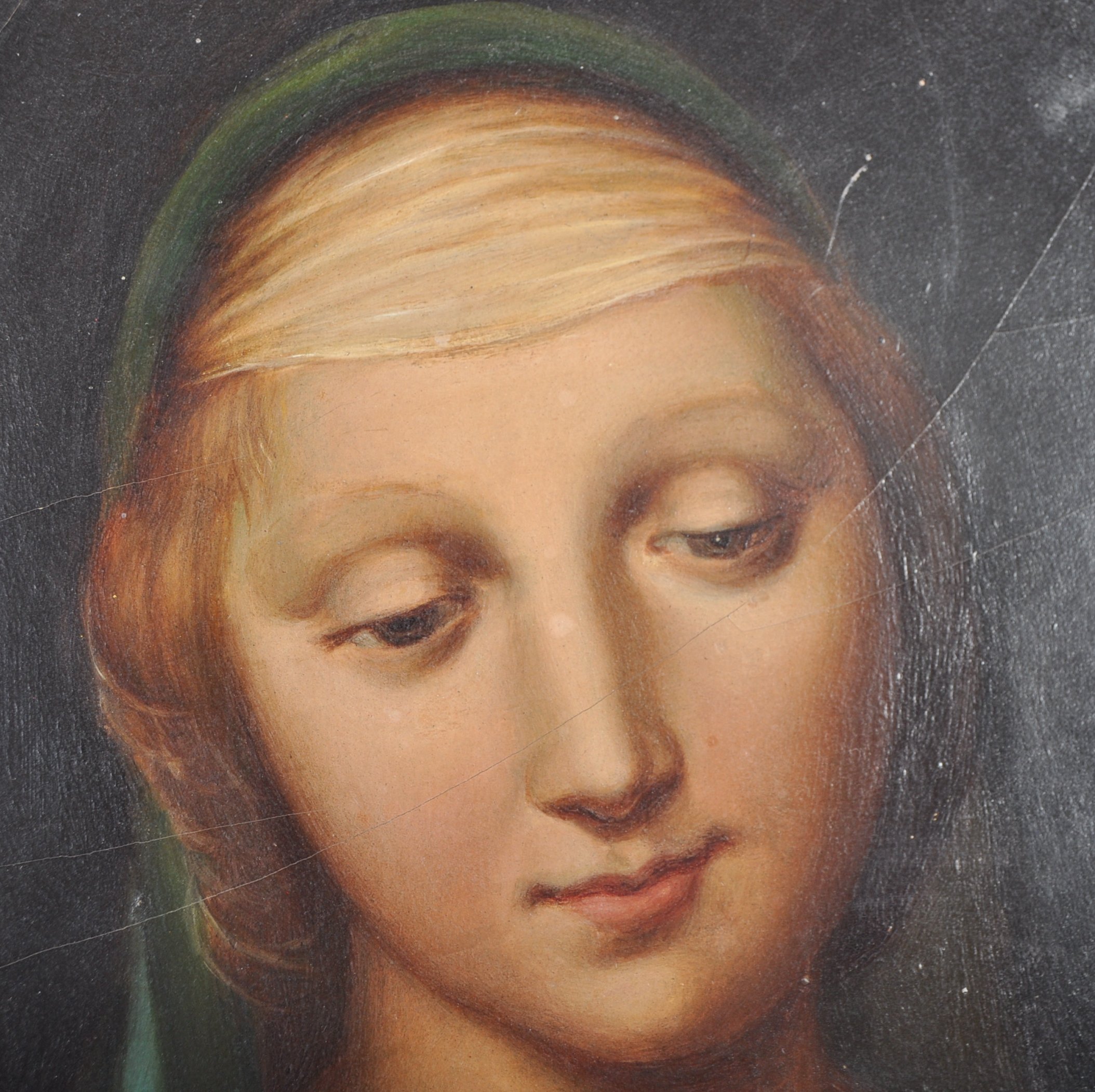 19TH CENTURY OIL ON PLASTER PANEL DEPICTING THE MADONNA - Image 2 of 4