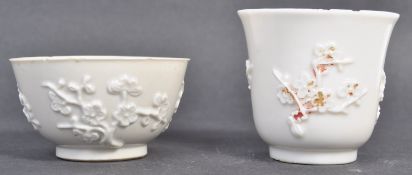 TWO PIECES OF CHINESE BLANC DE CHINE PORCELAIN