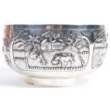 20TH CENTURY INDIAN STERLING SILVER LARGE PRAYER BOWL
