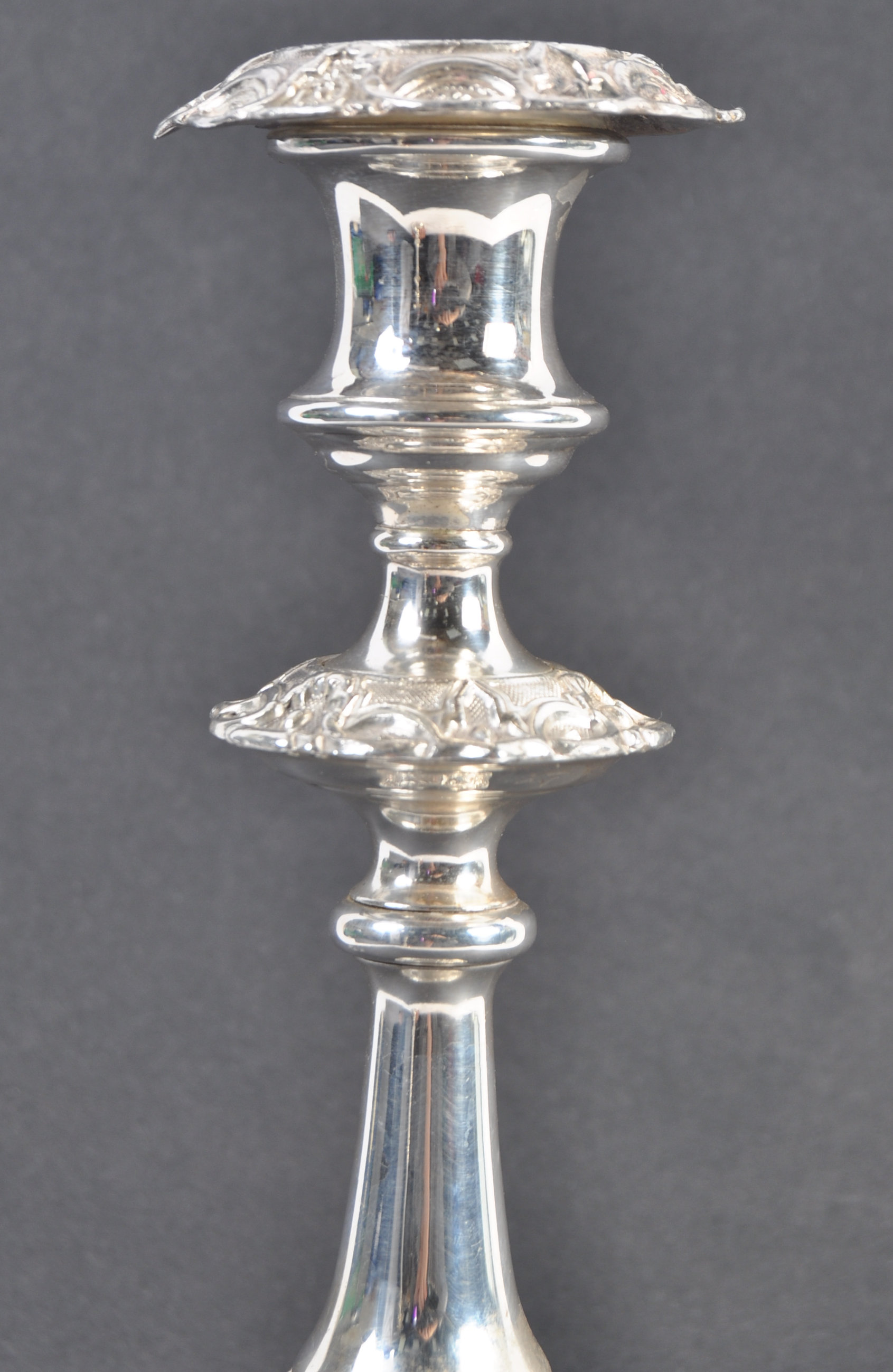 PAIR OF 19TH CENTURY SILVER WARRANTED TABLE CANDLESTICKS - Image 4 of 6