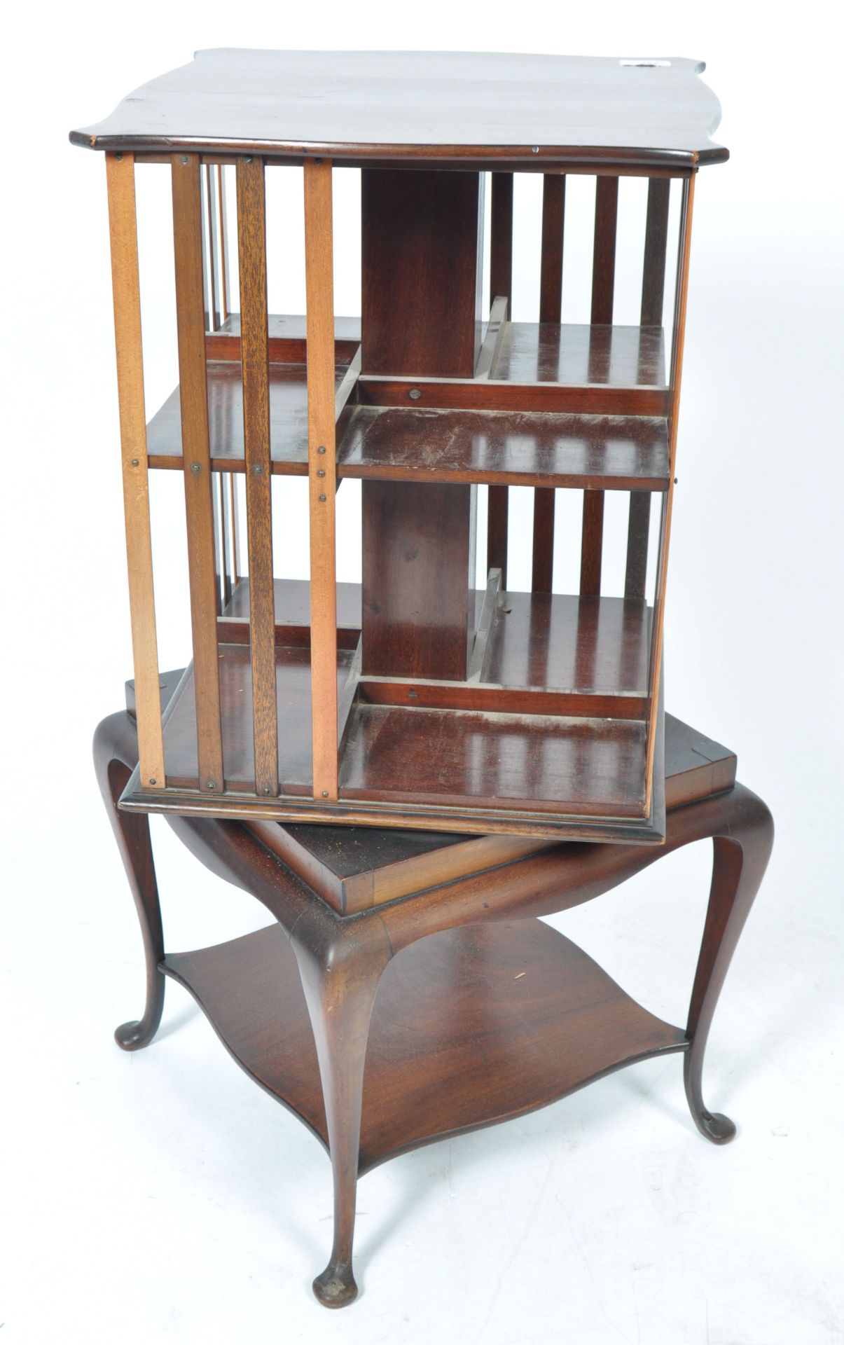 EDWARDIAN MAHOGANY REVOLVING BOOKCASE ON STAND - Image 4 of 6