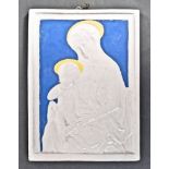 ITALIAN BLUE AND WHITE CERAMIC PLAQUE AFTER DELLA ROBBIA