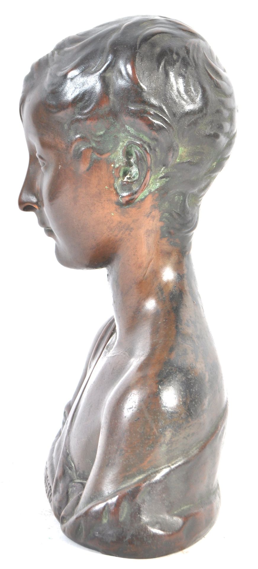 19TH CENTURY ITALIAN ANTIQUE BRONZE EFFECT BUST OF A BOY - Bild 4 aus 7