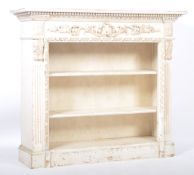 19TH CENTURY VICTORIAN OPEN LIBRARY BOOKCASE HAVING CARVED FLORAL DETAILING