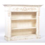 19TH CENTURY VICTORIAN OPEN LIBRARY BOOKCASE HAVING CARVED FLORAL DETAILING