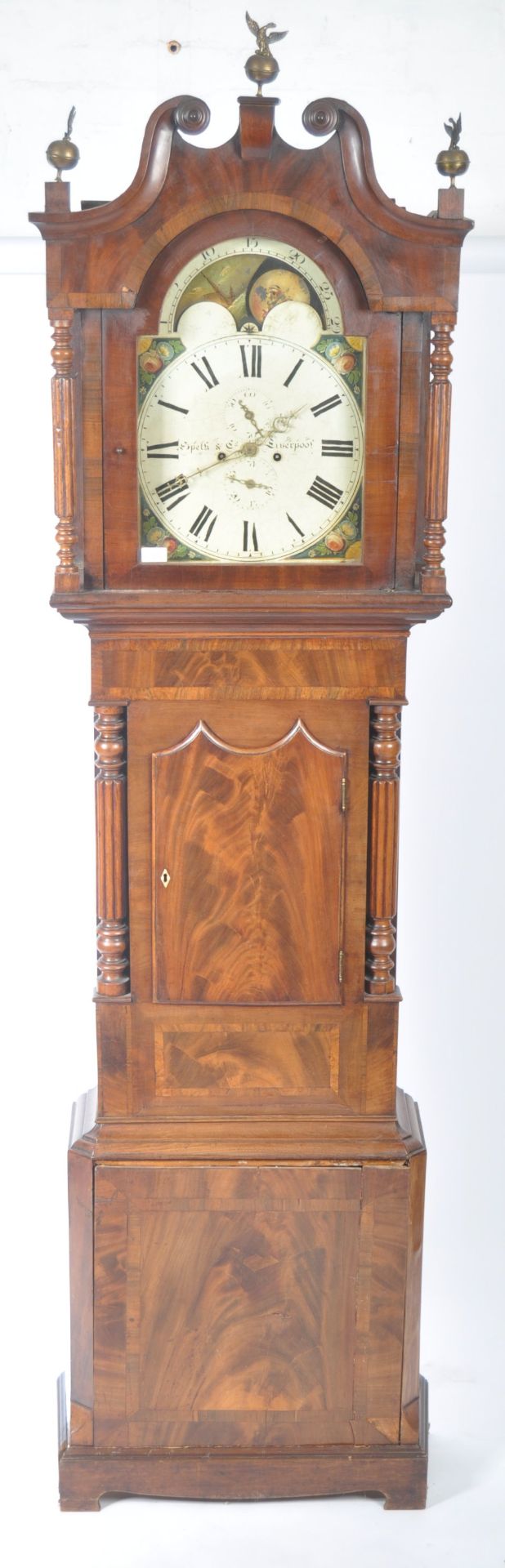 18TH CENTURY GEORGIAN ENGLISH MAHOGANY EIGHT DAY LONG CASE GRANDFATHER CLOCK