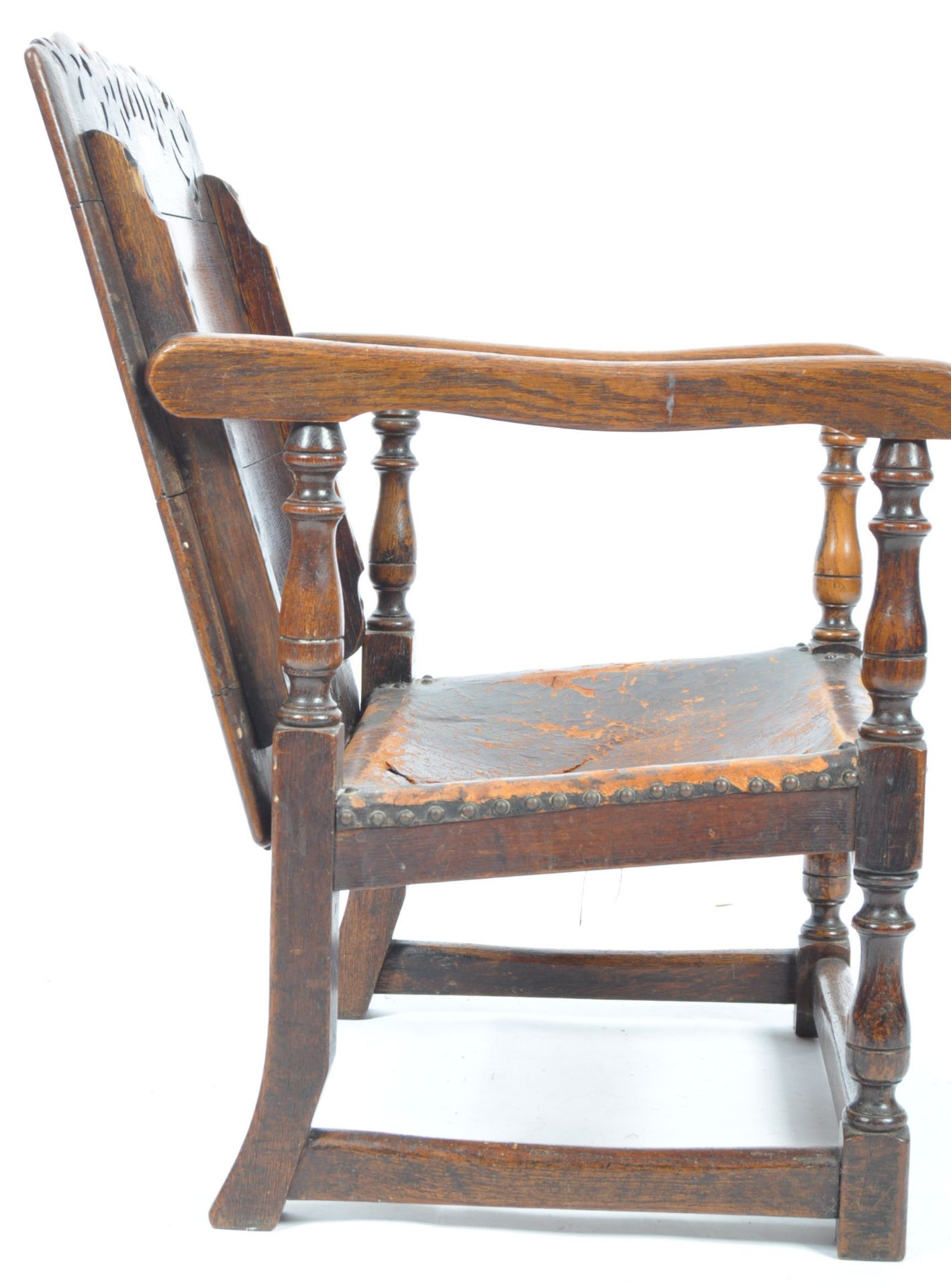 19TH CENTURY OAK METAMORPHIC MONKS CHAIR / SIDE TABLE - Bild 5 aus 9