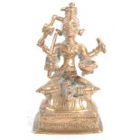 19TH CENTURY INDIAN BRONZE OF A FOUR ARMED DEITY