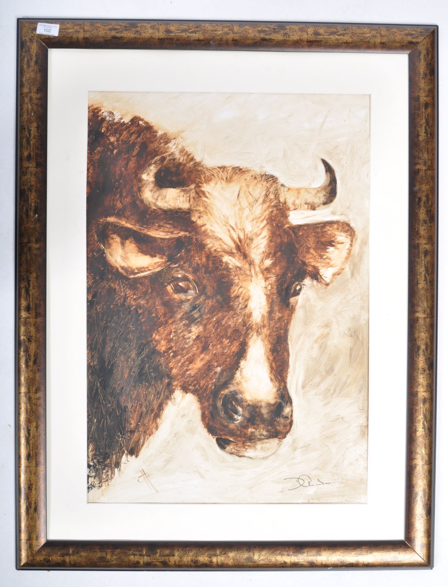 DAVID CHAMBERS - OIL ON BOARD PAINTING STUDY OF BOVINE