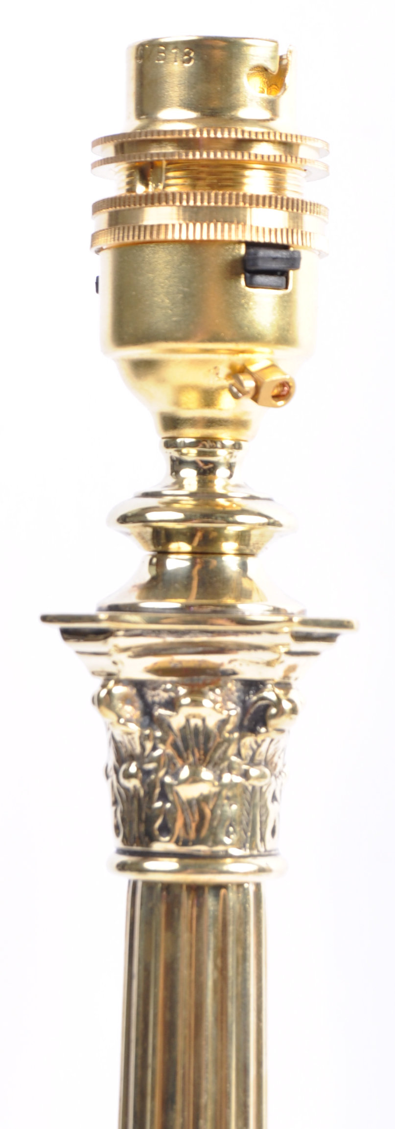 EARLY 20TH CENTURY ANTIQUE POLISHED BRASS CORINTHIAN COLUMN LAMP LIGHTING - Image 2 of 5