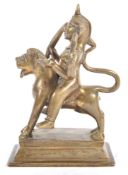 19TH / 20TH CENTURY BRONZE FIGURINE GROUP OF DURGA AND LION