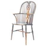 LATE 18TH CENTURY BEECH AND ELM WINDSOR ARM CHAIR