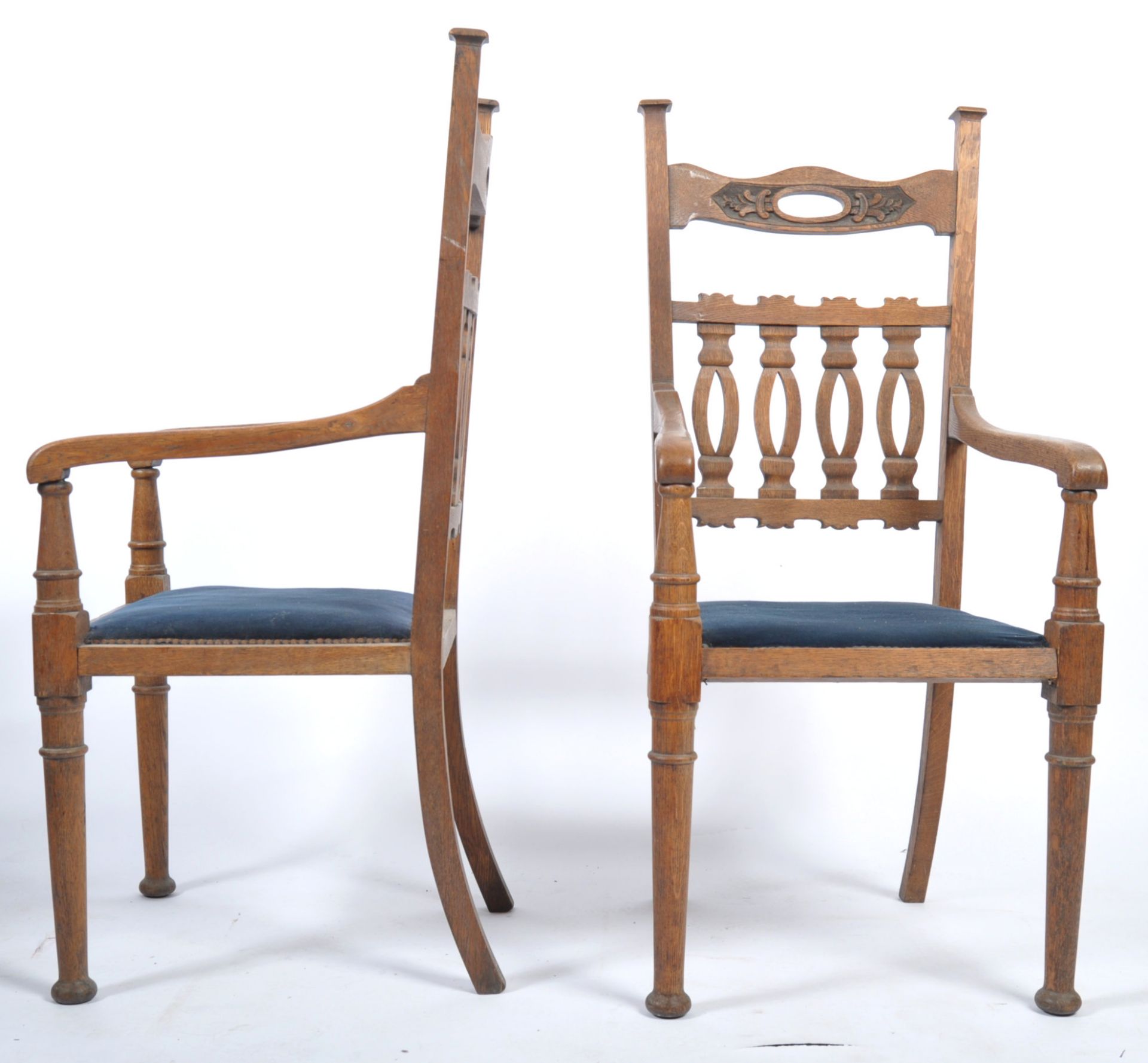 PAIR OF EARLY 20TH CENTURY OAK ARTS AND CRAFTS DINING CHAIRS - Bild 3 aus 5