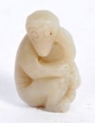 18TH CENTURY CHINESE CARVED JADE MONKEY FIGURINE