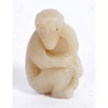 18TH CENTURY CHINESE CARVED JADE MONKEY FIGURINE