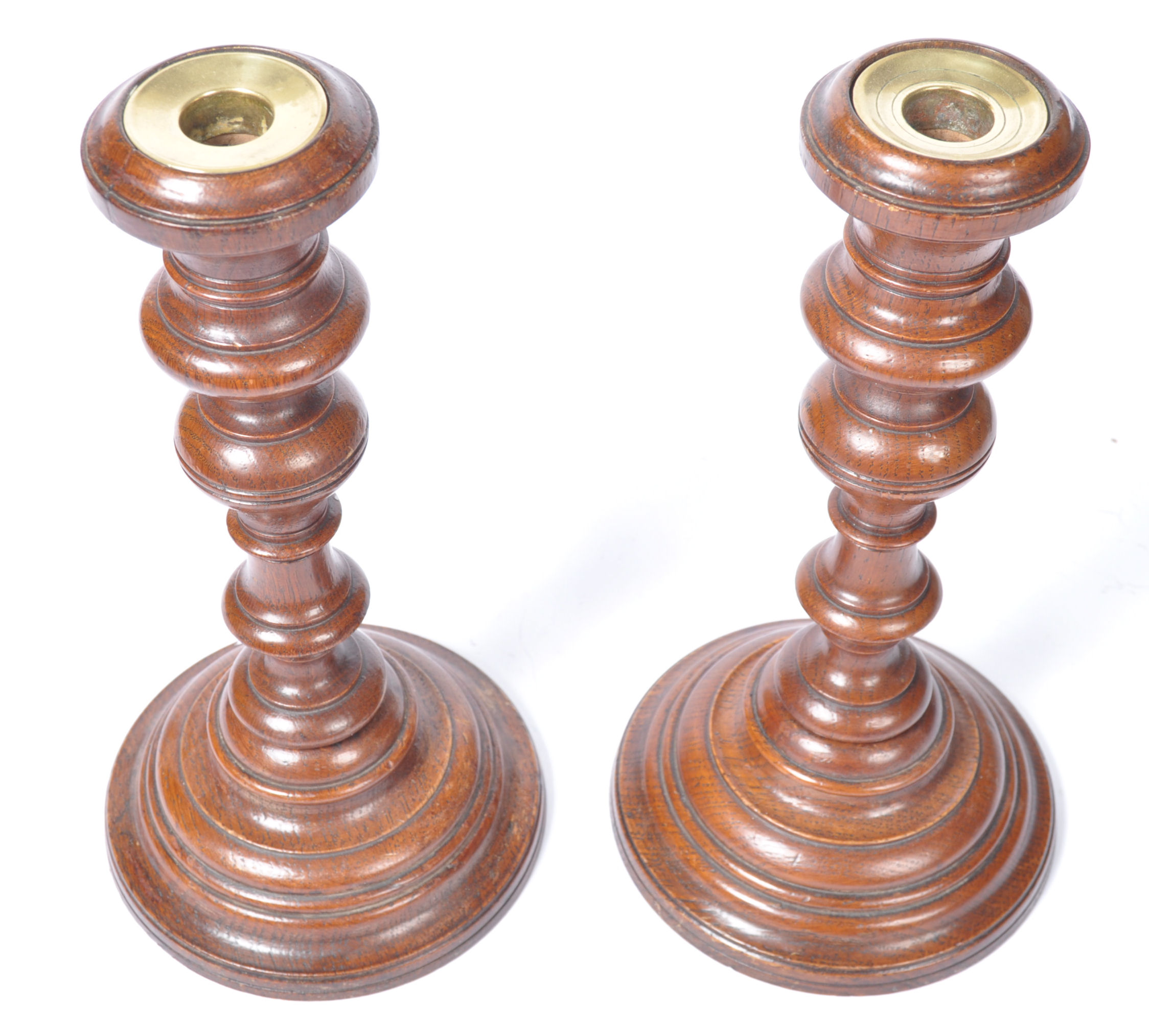 PAIR OF 19TH CENTURY TURNED WOOD TREEN CANDLESTICK - Image 2 of 3