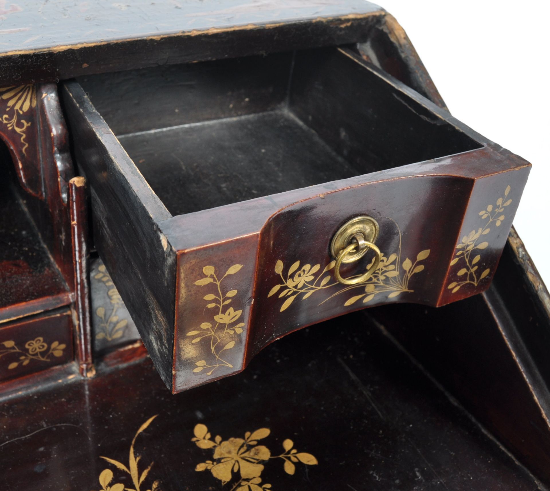 18TH CENTURY ENGLISH CHINOISERIE BLACK LACQUER TABLE BOX - Bild 11 aus 16
