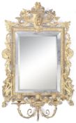 19TH CENTURY ITALIAN GILT WOOD GIRANDOLE FLORENTINE WALL MIRROR